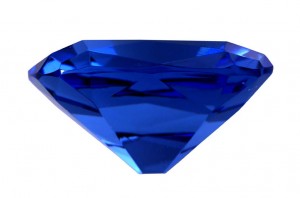 Glass replica of the Hope Diamond (side view)