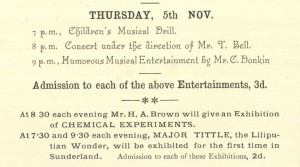 Grand Bazaar programme, Dock Street United Methodist Free Church, Sunderland, November 1891 (TWAM ref. C.SU18/27/3)