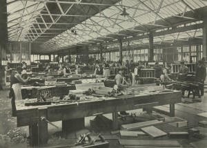 Workers in the sawmills at the Scotswood Works (TWAM ref. 5484)