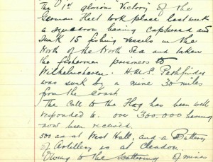 School log book entry, 7 September 1914 (TWAM ref. E.WH2/2/3)