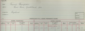 Entry from register of 5 per cent Second Preference Shareholders, 1914 (TWAM ref. DS.VA/1/57/7)