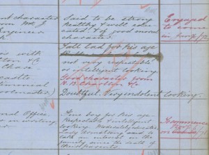 Comments on the apprenticeship application of Francis Wright, (TWAM ref. DS.VA/2/35 p128).