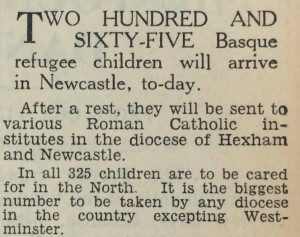 North Mail June 29 1937 265 Basque Refugees arrive today