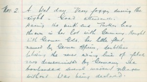 Whitburn School log book entry, 2 November 1914 (TWAM ref. E.WHB2/2/3)