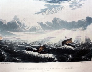 "Canoe broaching to in a gale of wind at Sunrise, August 23rd" 1821