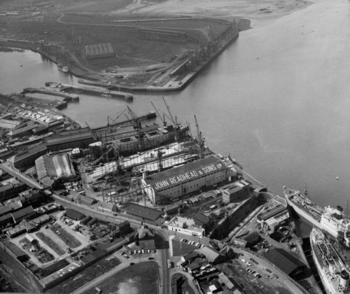 Aerial photograph of the shipyard of John Readhead & Sons Ltd, South Shields, May 1963