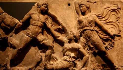 Greek fighting Amazons from the frieze of the temple of Apollo at Bassai. 