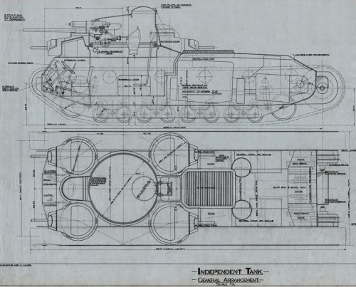 General arrangement plan of the Independent Tank, c1926 (TWAM ref. DS.VA/6/PL/15/85875)
