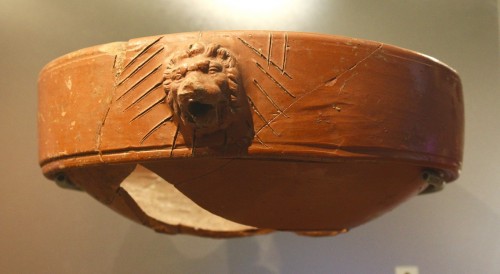 Samian ware moratorium decorated with a lion motif. Most likely used in ritual libations by members of the Lion class.