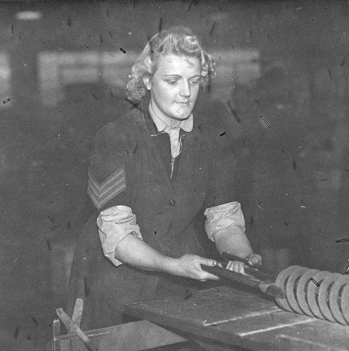 "Sergeant Sally", Quin's bedding factory, January 1945