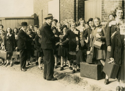 Female evacuees snapped at Barrington Street, South Shields by a Northern Press photographer