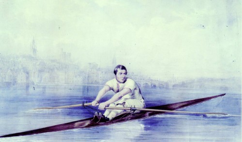 Harry Clasper, probably shown in the boat he built to race against Coombes in December 1844