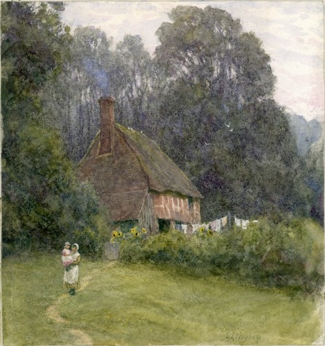 'Cottage with Figures' by Helen Allingham, Laing Art Gallery