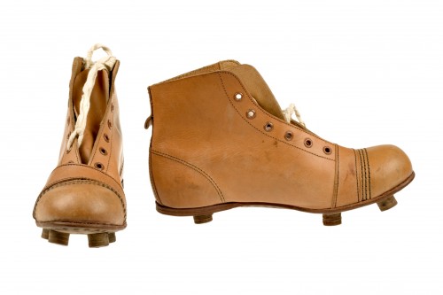 Leather football boots from the 1930s. TWCMS : 2006.689.2 