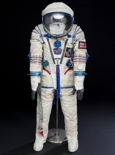 Zvezda space suit made by SOKOL used by Helen Sharman during the space flight on board the SOYUZ-TM-12 and MIR spacecraft in May 1991. Space suit model number KV-2 No. 167. 