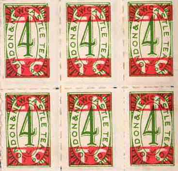 London and Newcastle Tea Co. dividend stamps, about 1950s to 1960s. TWCMS : 2000.3030.2