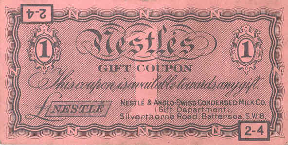 Nestlé coupon, about 1930s. TWCMS : 2009.1497