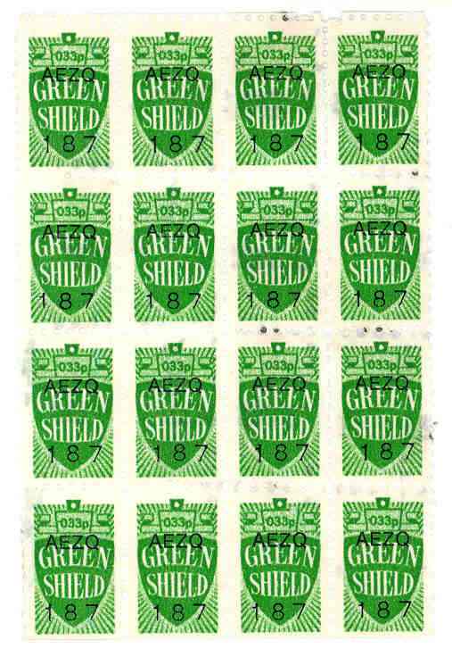 Green Shield Stamps dating to about the 1970s. TWCMS : 2011.1365