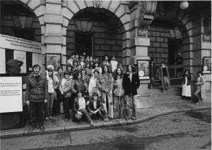 Students and lecturers outside the Royal Academy of Art