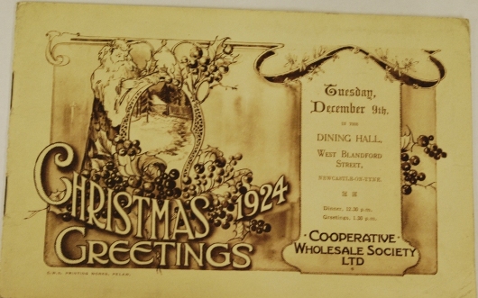Co-operative Christmas Dinner Programme from 1924 TWCMS: 2011.1414