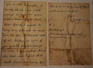 Reverse of love letter from George to Emily in 1906