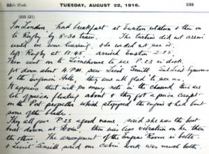 William Bartram - Diary Entry for 22nd August 1916