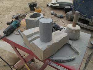 The whinstone cylinder ready for carving