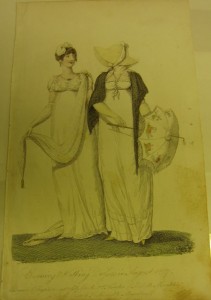 Fashion plate from an early women’s magazine, La Belle Assemblée, August 1807. TWCMS: 2006.4768.21