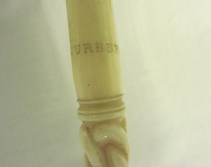 Found on a parasol dating from the 1850s, probably French.  TWCMS: J151