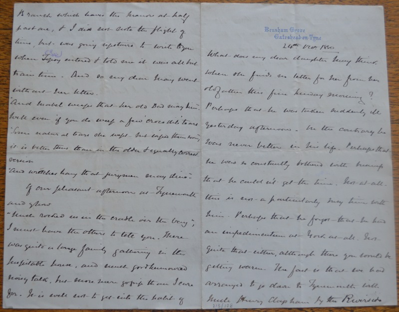 A letter by Robert Spence Watson about a lecture on Joseph Swan's lightbulb
