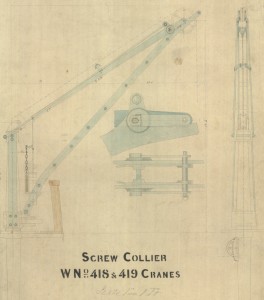 Plan of deck crane for a  screw collier, 1854 (TWAM ref. DS.VA/5/PL/1/418) 
