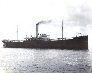 Photograph of ss Lady Strathcona on trials 1904. The problem posed by smoke from the funnel is obvious. Renamed Wairuna she was captured by the German surface raider SMS Wolf and scuttled with explosives 17/06/1917. (TWCMS : G7951G