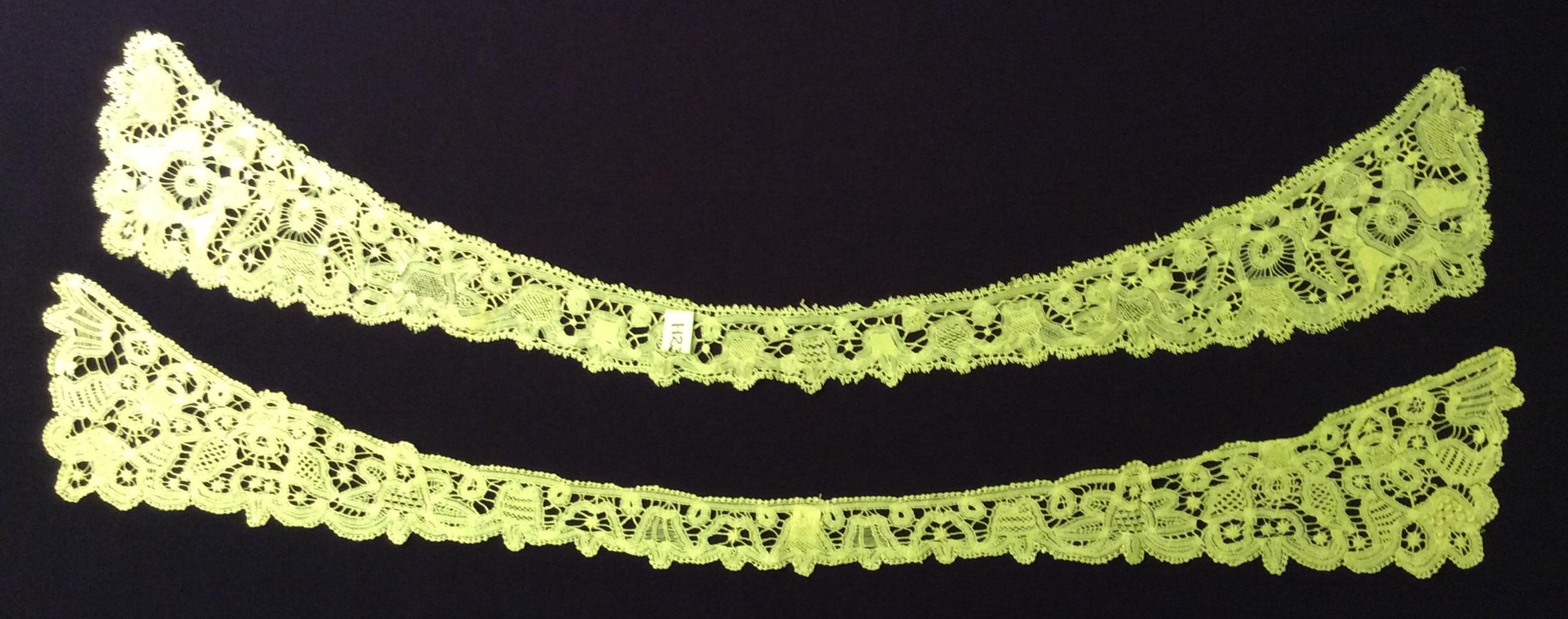 Comparison of shapes of two tape-lace collars, TWCMS_H2367 above, TWCMS_H2387 below