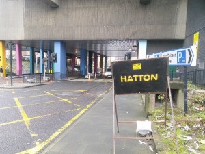 Roadworks with Hatton sign
