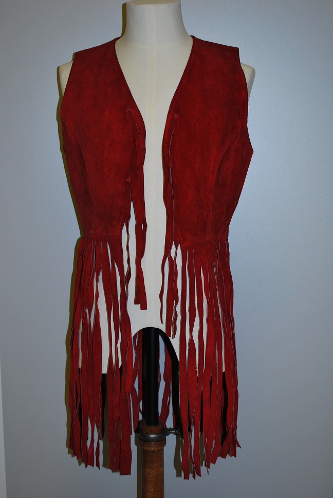 TWCMS: 1008.1727.1 - red suede fringed waistcoat dating from 1970