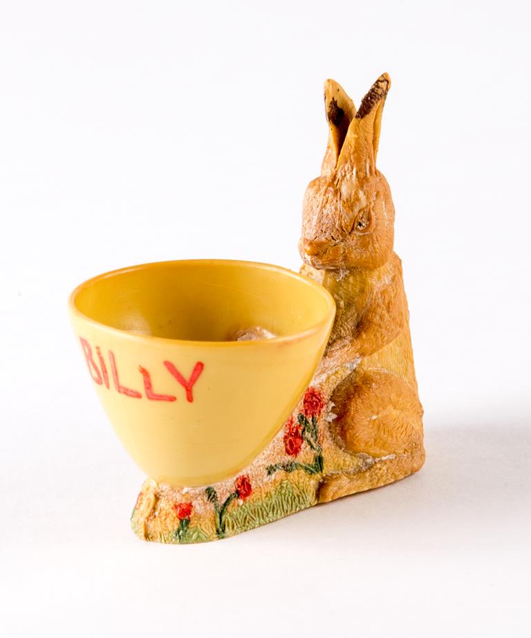 A child's egg cup featuring a rabbit, 1950s