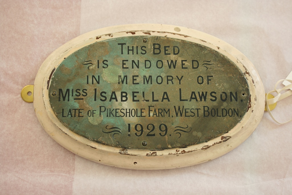 Plaque in memory of Miss Isabella Lawson, 1929